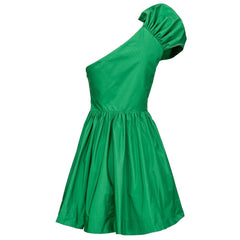 PINKO Chic Green Draped Bustier Flared Dress