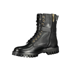 Tommy Hilfiger Chic Black Lace-Up Boots with Zip and Contrast Details