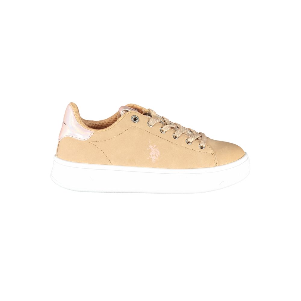 U.S. POLO ASSN. Chic Beige Lace-Up Sneakers with Contrast Detail