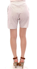 Andrea Incontri White Checkered Stretch Cotton Shorts