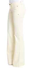 Costume National White Cotton Stretch Flare Jeans