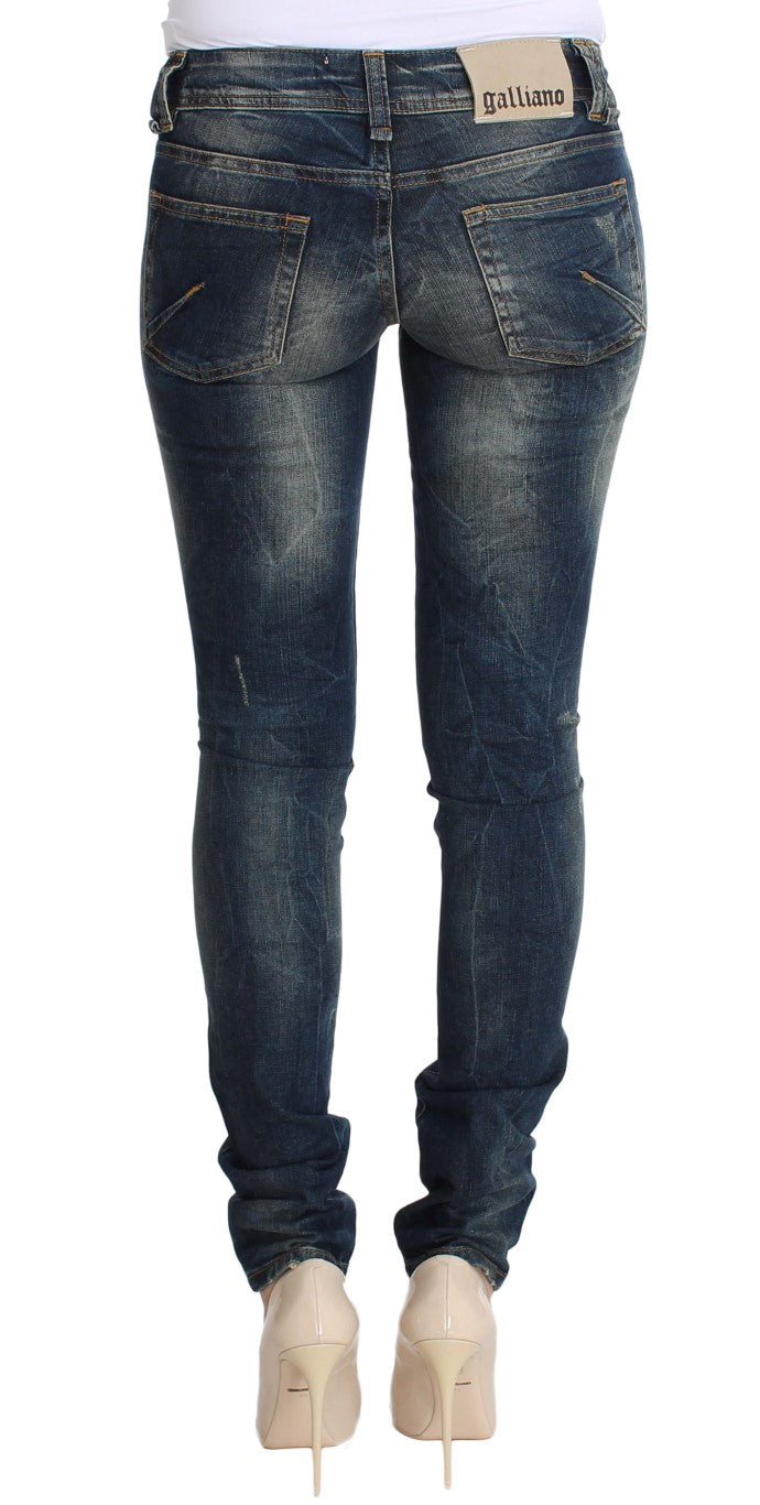 John Galliano Blue Wash Skinny Low Cotton Stretch Denim Jeans
