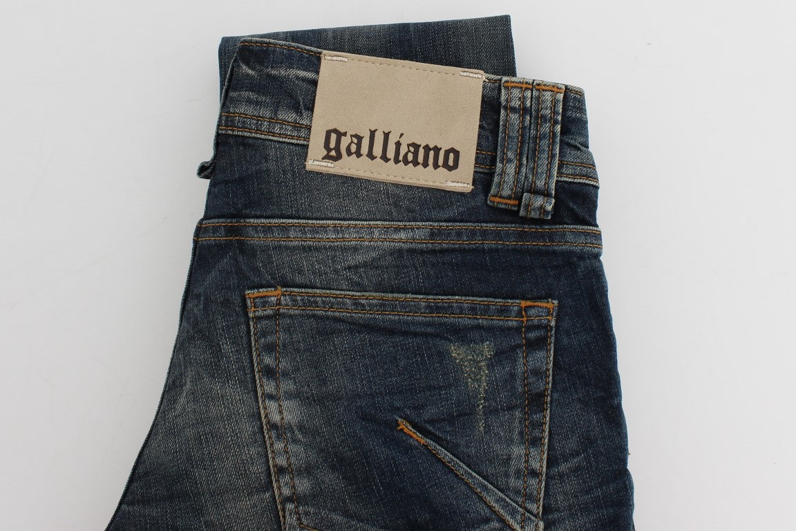 John Galliano Blue Wash Skinny Low Cotton Stretch Denim Jeans