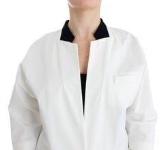 Andrea Pompilio White Cotton Blend Oversized Blazer Jacket