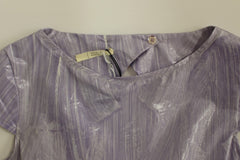 Licia Florio Purple Cap Sleeve Below Knee Sheath Dress