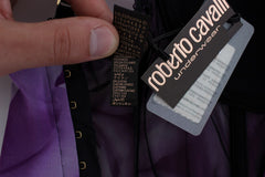 Cavalli Purple Corset Bustier T-Shirt