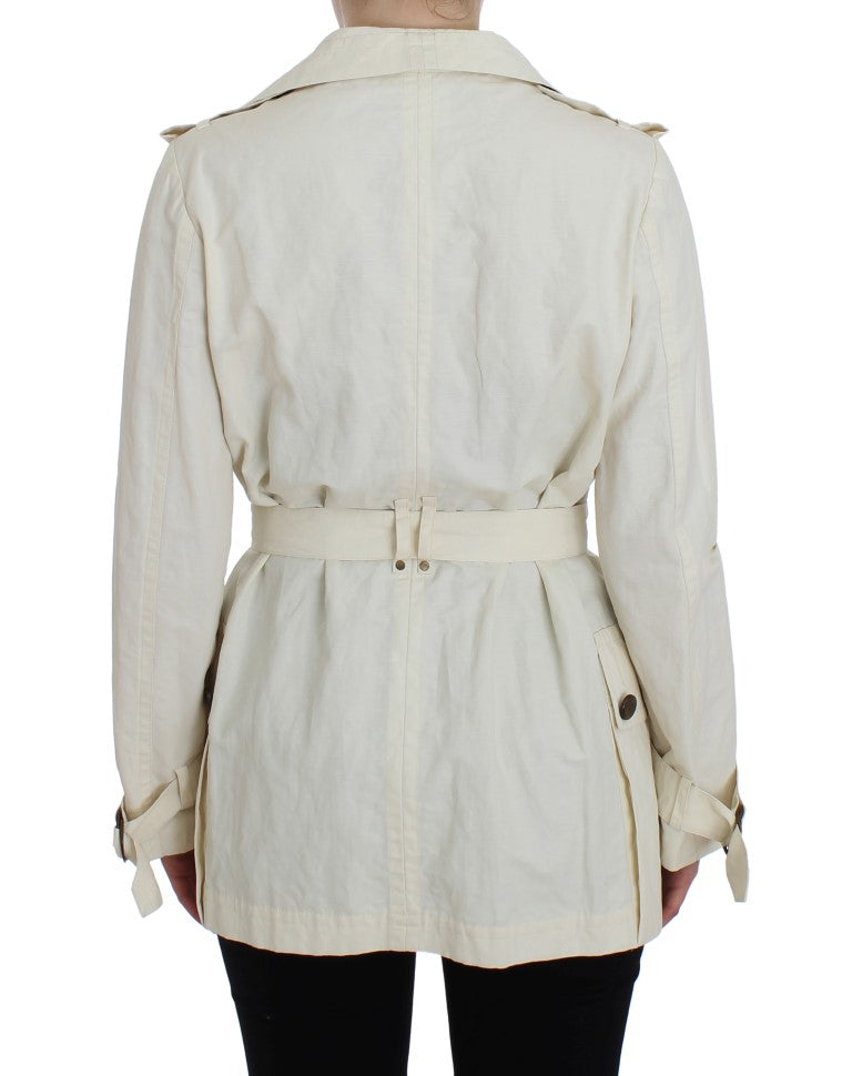 PLEIN SUD White Trench Coat Jacket