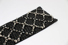 Dolce & Gabbana Elegant Black Crystal Beaded Leather Gloves