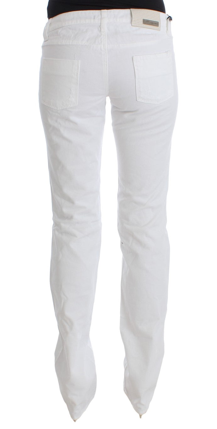 Costume National White Cotton Slim Fit Denim Bootcut Jeans