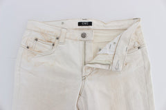 Costume National White Cotton Slim Fit Bootcut Jeans