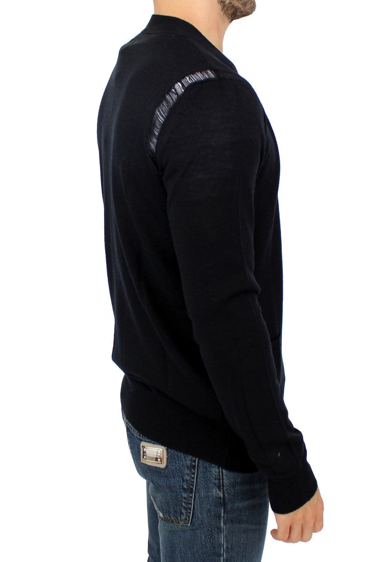 Karl Lagerfeld Black wool cardigan sweater