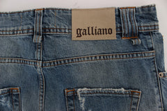 John Galliano Blue Wash Cotton Boyfriend Fit Cropped Jeans