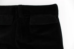 Ermanno Scervino Black Velvet Cotton Straight Legs Pants