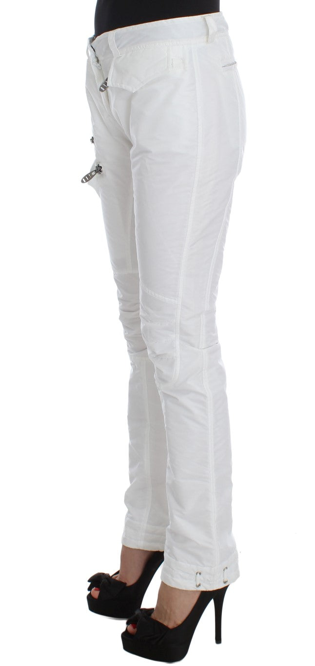 Ermanno Scervino White Nylon Padded Slim Fit Cargo Pants
