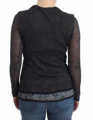 Ermanno Scervino Gray Wool Blend Stretch Long Sleeve Sweater