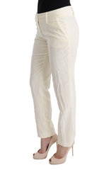 Ermanno Scervino White Cotton Regular Fit Casual Pants