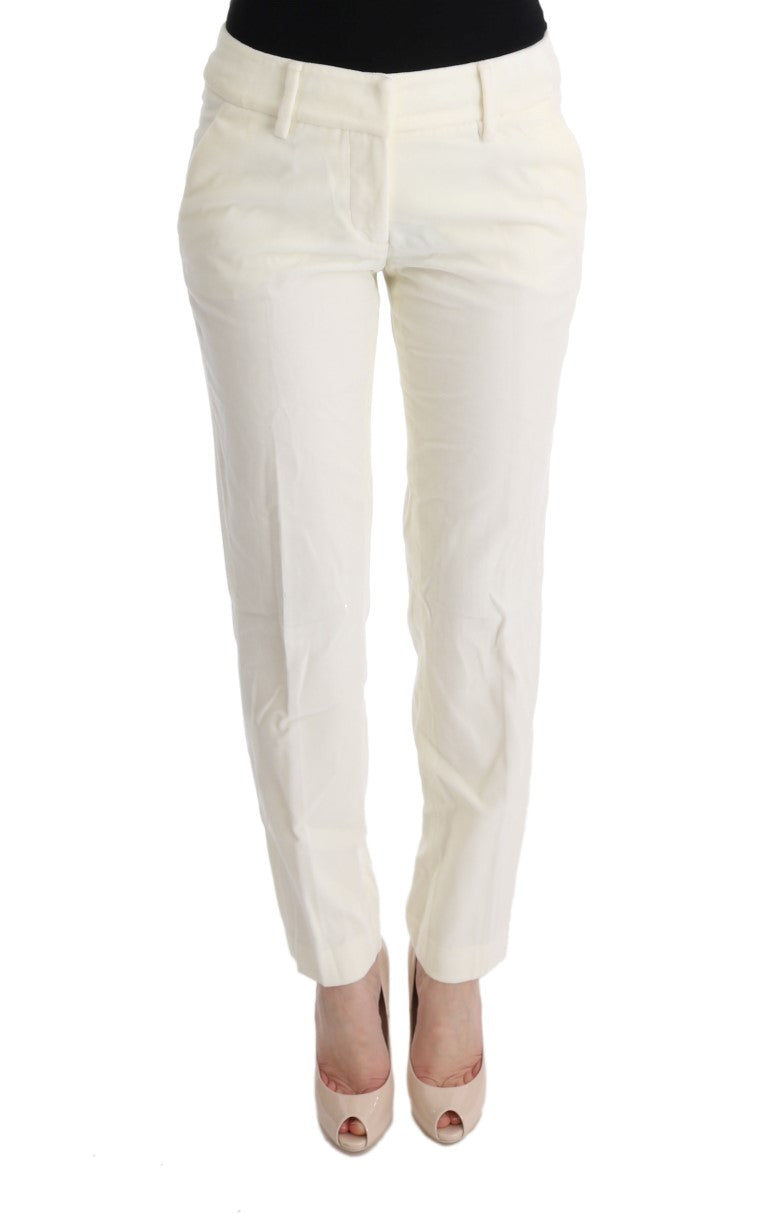 Ermanno Scervino White Cotton Regular Fit Casual Pants