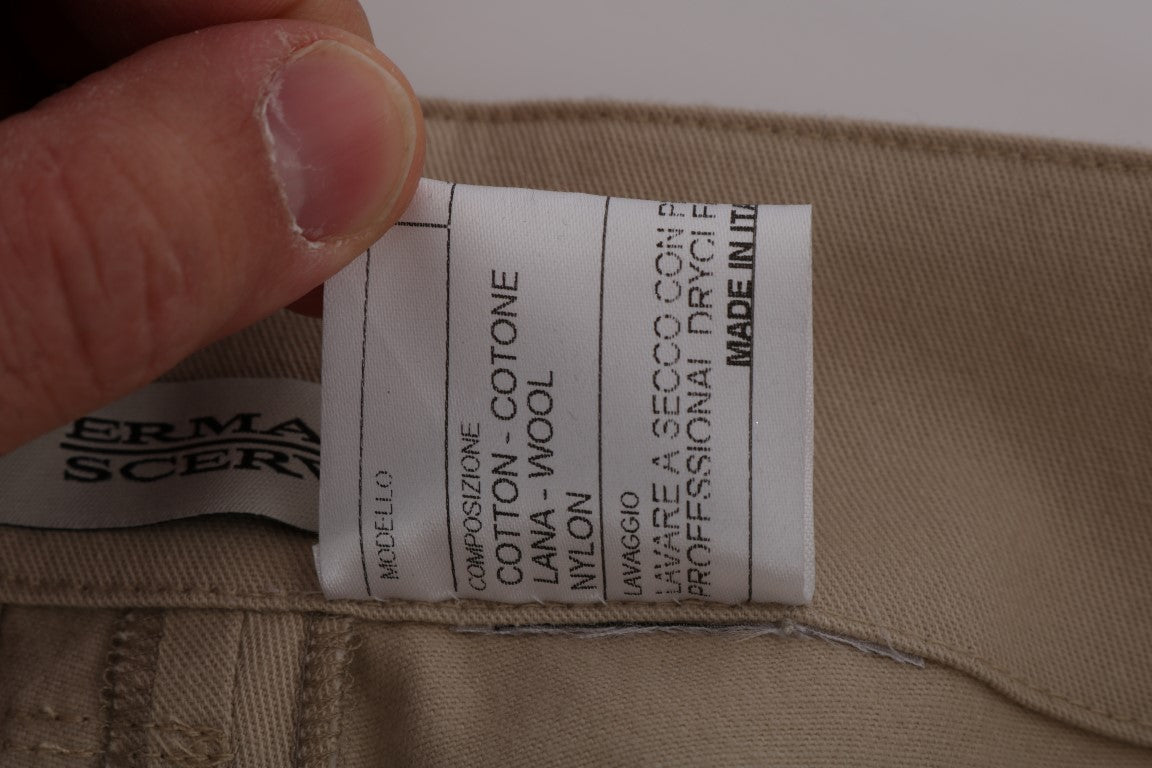 Ermanno Scervino Beige Cotton Wool Regular Fit Pants