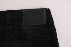 Acht Black Denim Cotton Bottoms Slim Fit Jeans