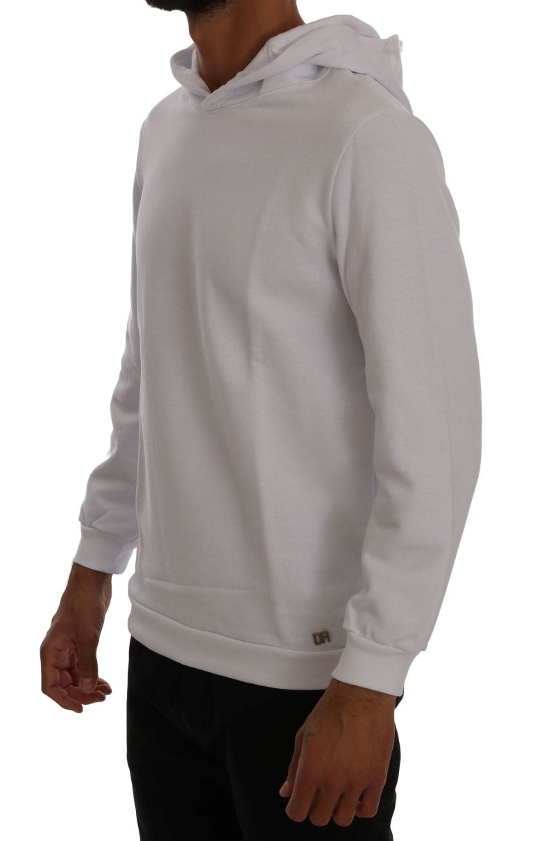 Daniele Alessandrini White Pullover Hodded Cotton Sweater