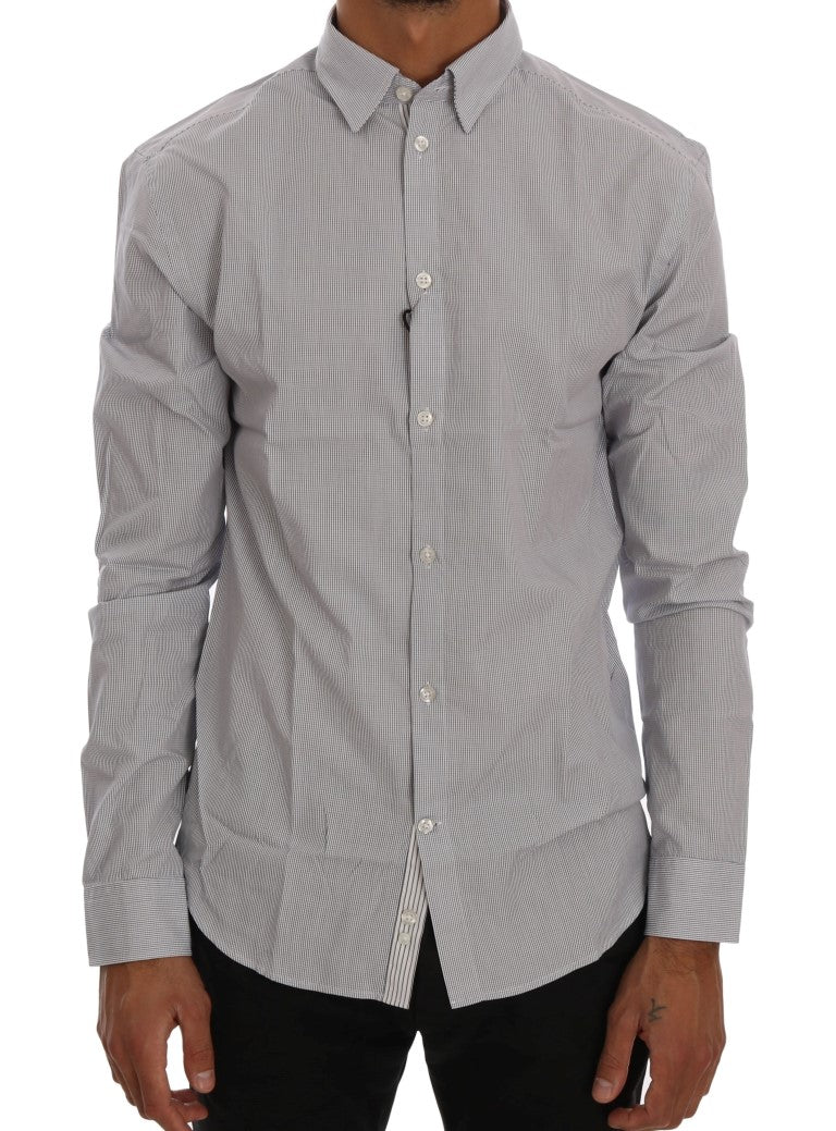 Frankie Morello White Blue Check Casual Cotton Regular Fit Shirt