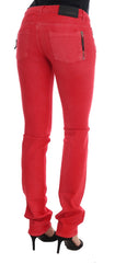 Costume National Red Cotton Stretch Slim Jeans