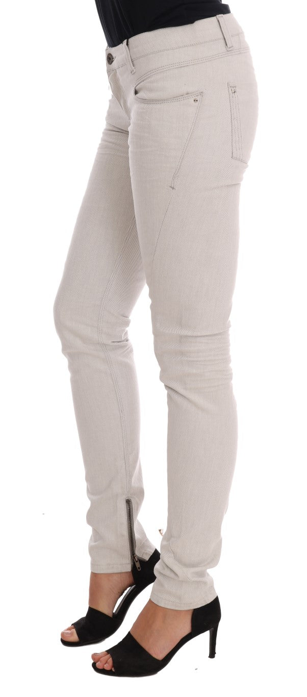 Costume National White Cotton Stretch Slim Jeans