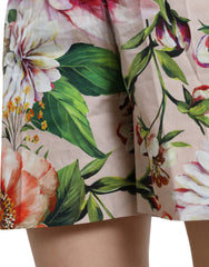 Dolce & Gabbana High Waist Floral Cotton Hot Pants