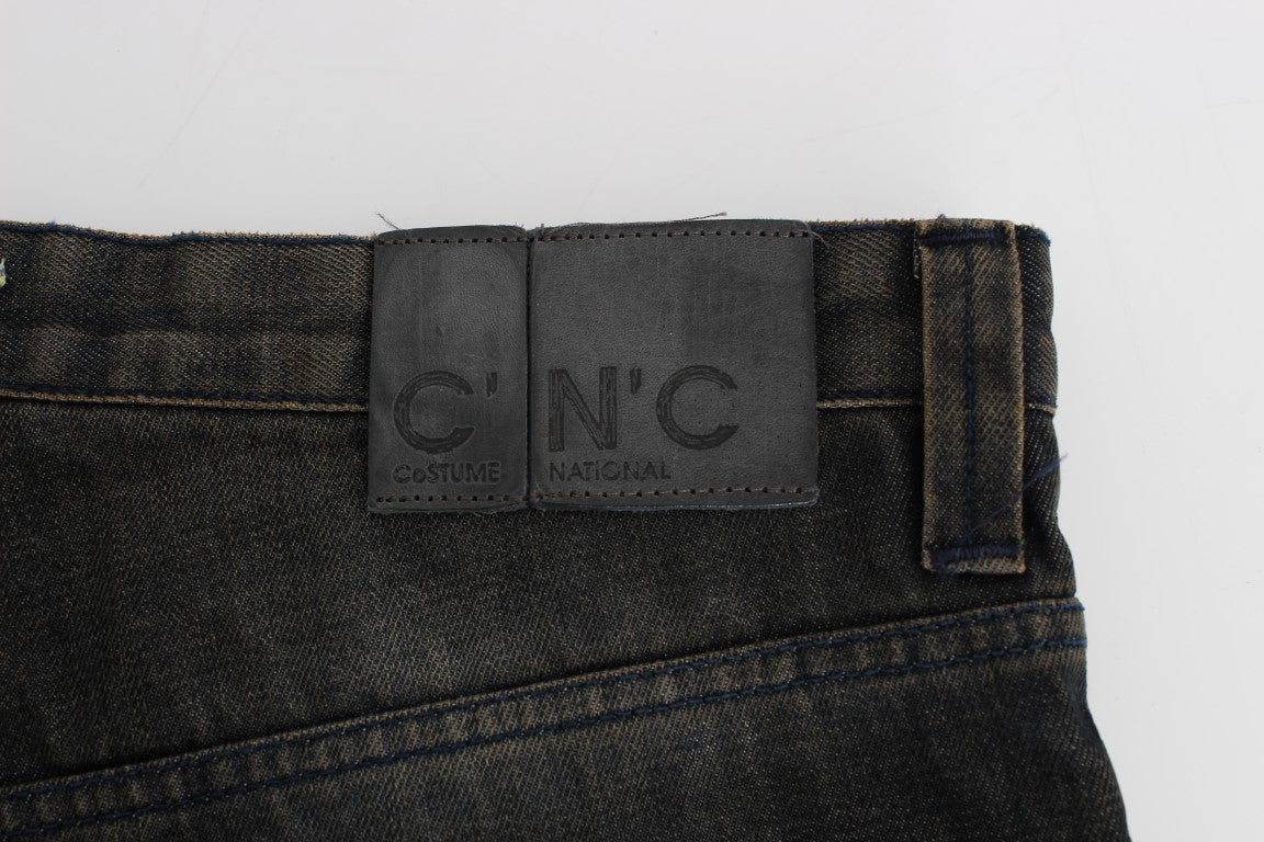 Costume National Gray Wash Slim Fit Cotton Denim Jeans