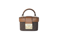Michael Kors Rose Mini Signature PVC Leather Trunk Crossbody Handbag (Brown)