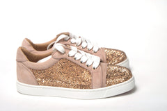 Christian Louboutin Antoinette Rose Gold Embellished Sneakers