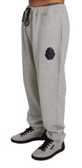 Billionaire Italian Couture Gray Cotton Sweater Pants Tracksuit  Set