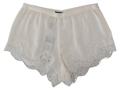 Dolce & Gabbana Elegant White Lace Lingerie Shorts