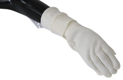 Costume National White Wool Knitted One Size Wrist Length Gloves