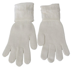 Costume National White Wool Knitted One Size Wrist Length Gloves