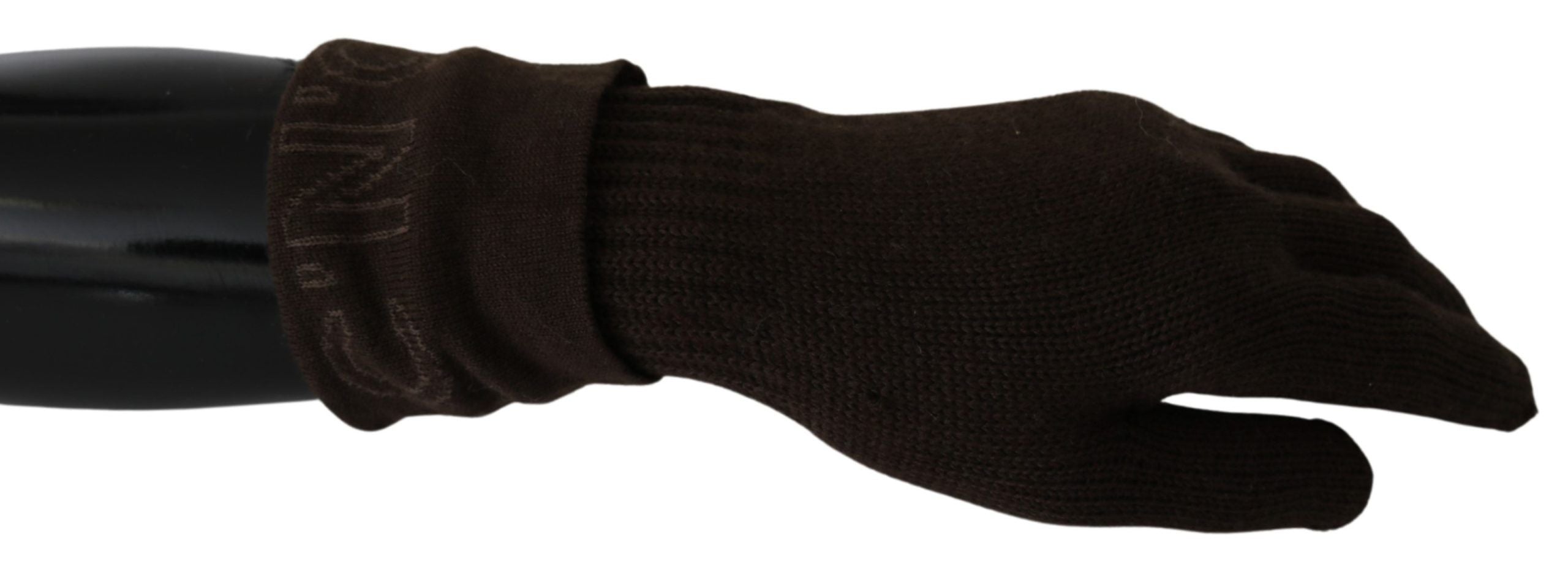Costume National Brown Wool Knitted One Size Wrist Length Gloves