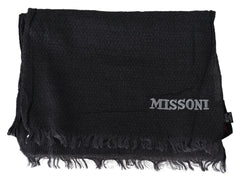 Missoni Black Wool Knit Unisex Neck Wrap Scarf
