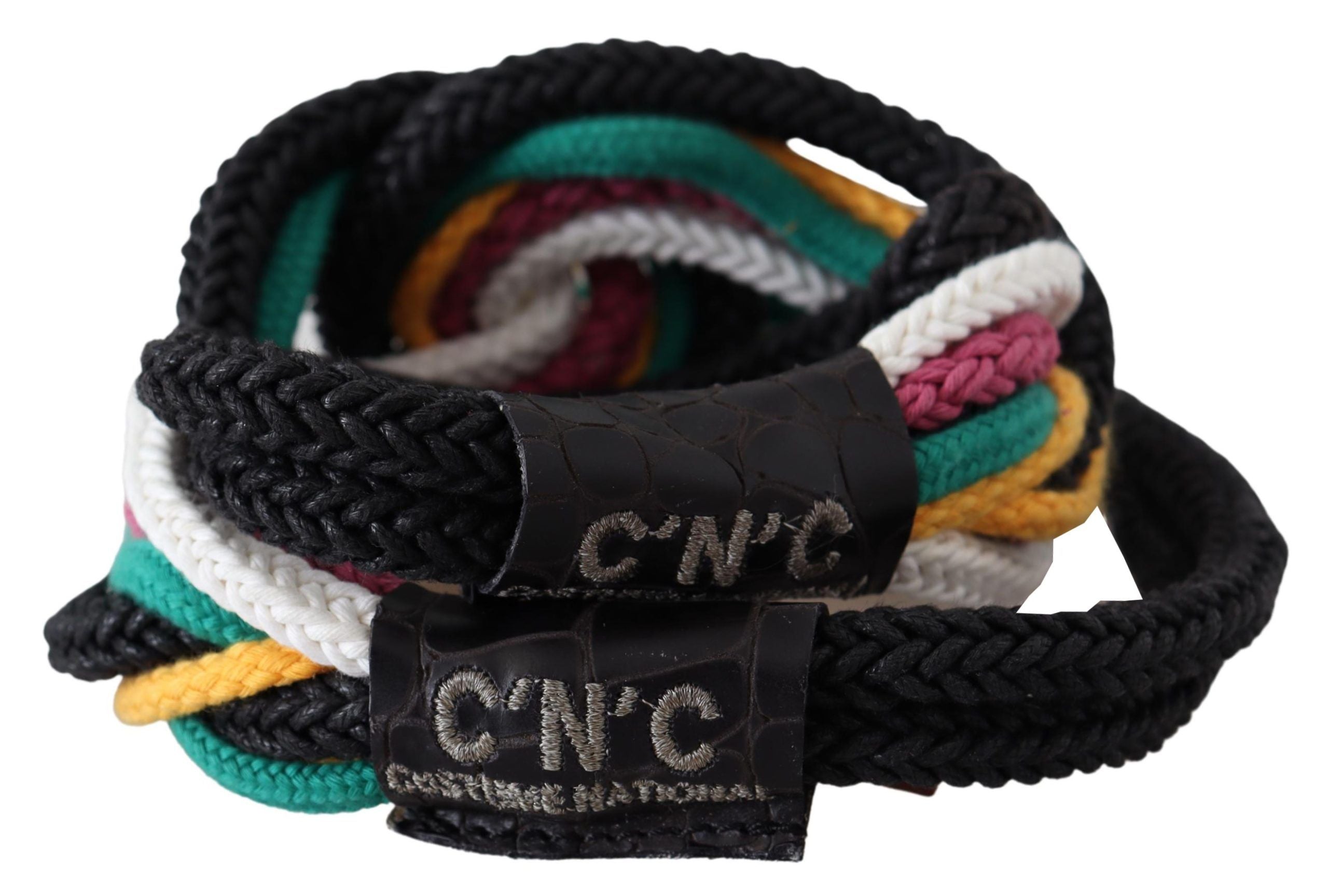 Costume National Multicolor Rope Leather Rustic Hook Buckle Belt