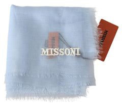 Missoni Light Blue Cashmere Unisex Neck Wrap Scarf