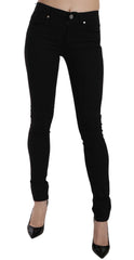 Versace Jeans Black Tiger Logo Gabardine Stretch Slim-Fit Pant