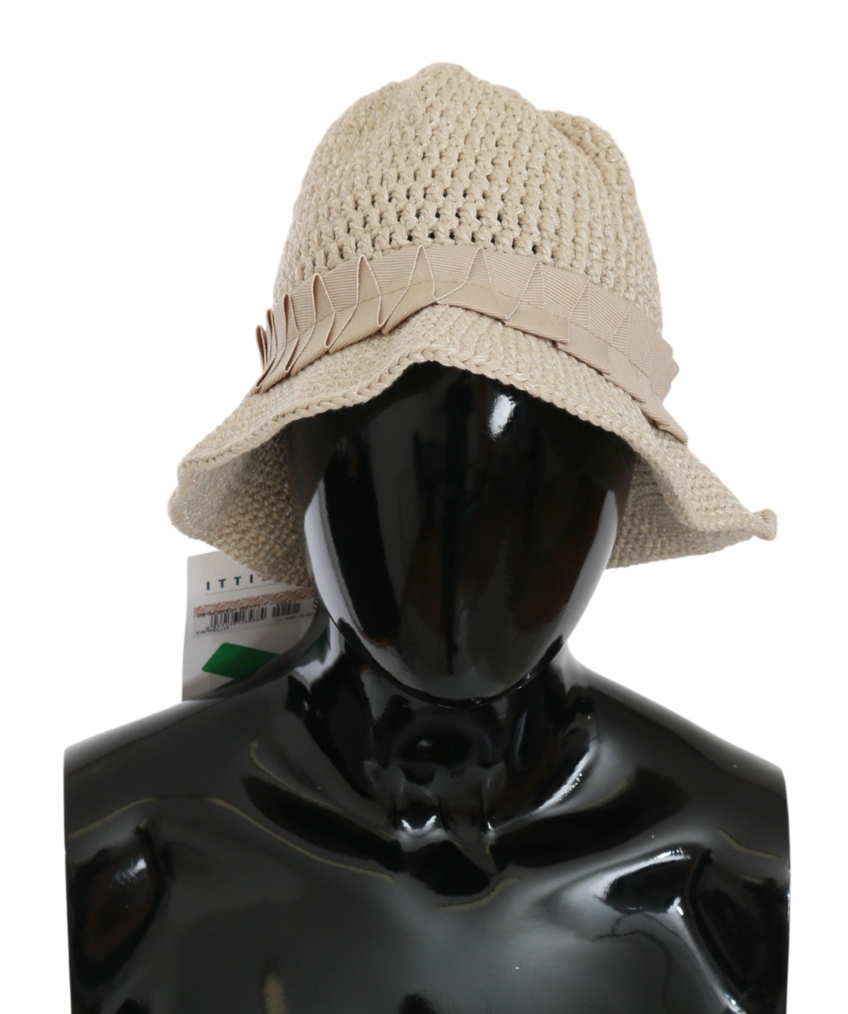 Ermanno Scervino Beige Cotton Woven Bucket Cap Women Hat