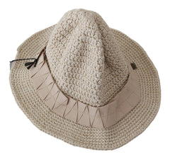 Ermanno Scervino Beige Cotton Woven Bucket Cap Women Hat