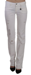 Costume National White Cotton Slim Fit Straight Jeans Pants
