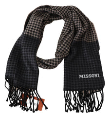 Missoni Multicolor Wool Houndstooth Unisex Neck Wrap Scarf