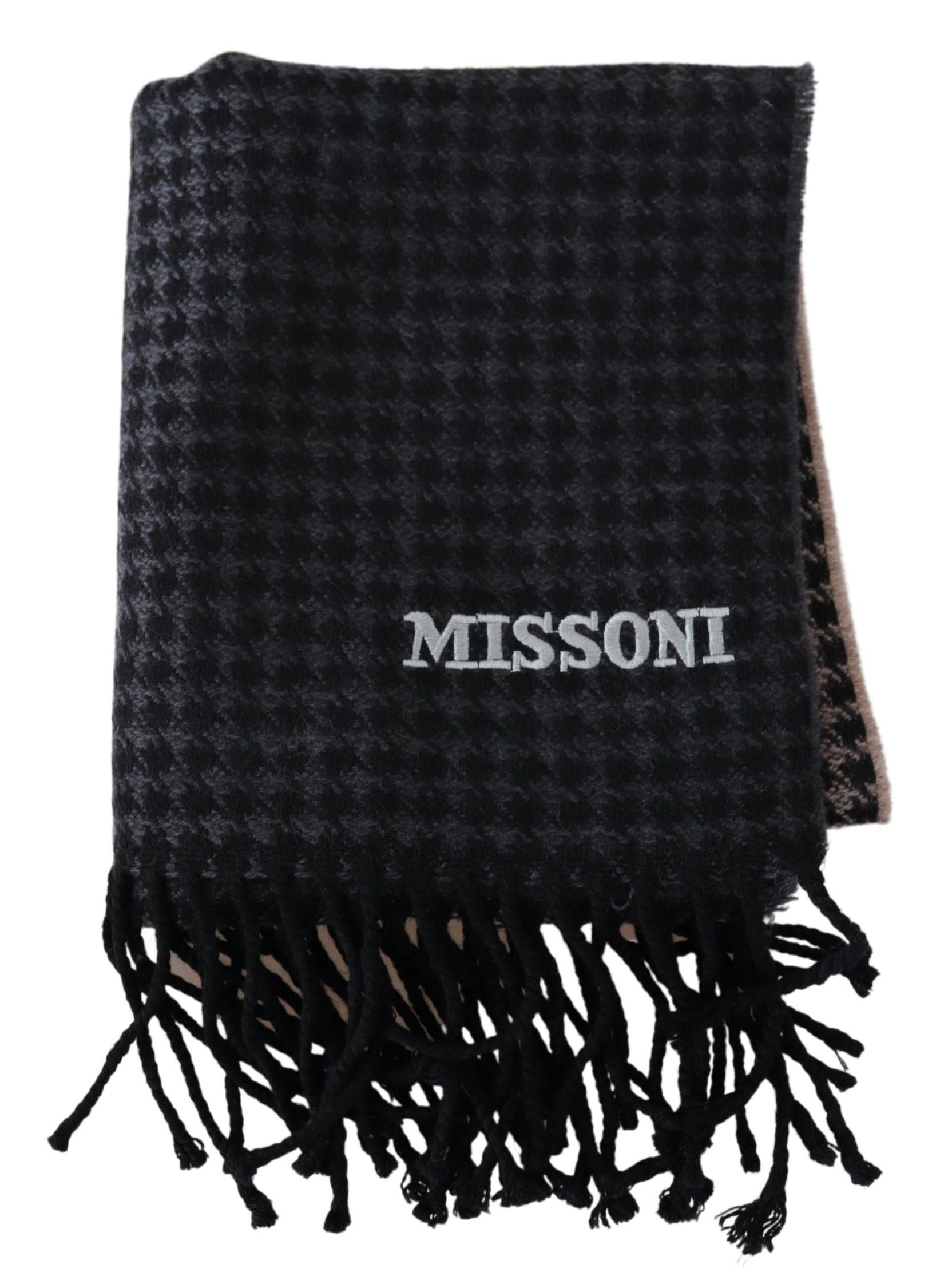 Missoni Multicolor Wool Houndstooth Unisex Neck Wrap Scarf