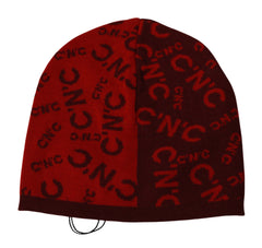 Costume National Red Wool Blend Branded Beanie Hat