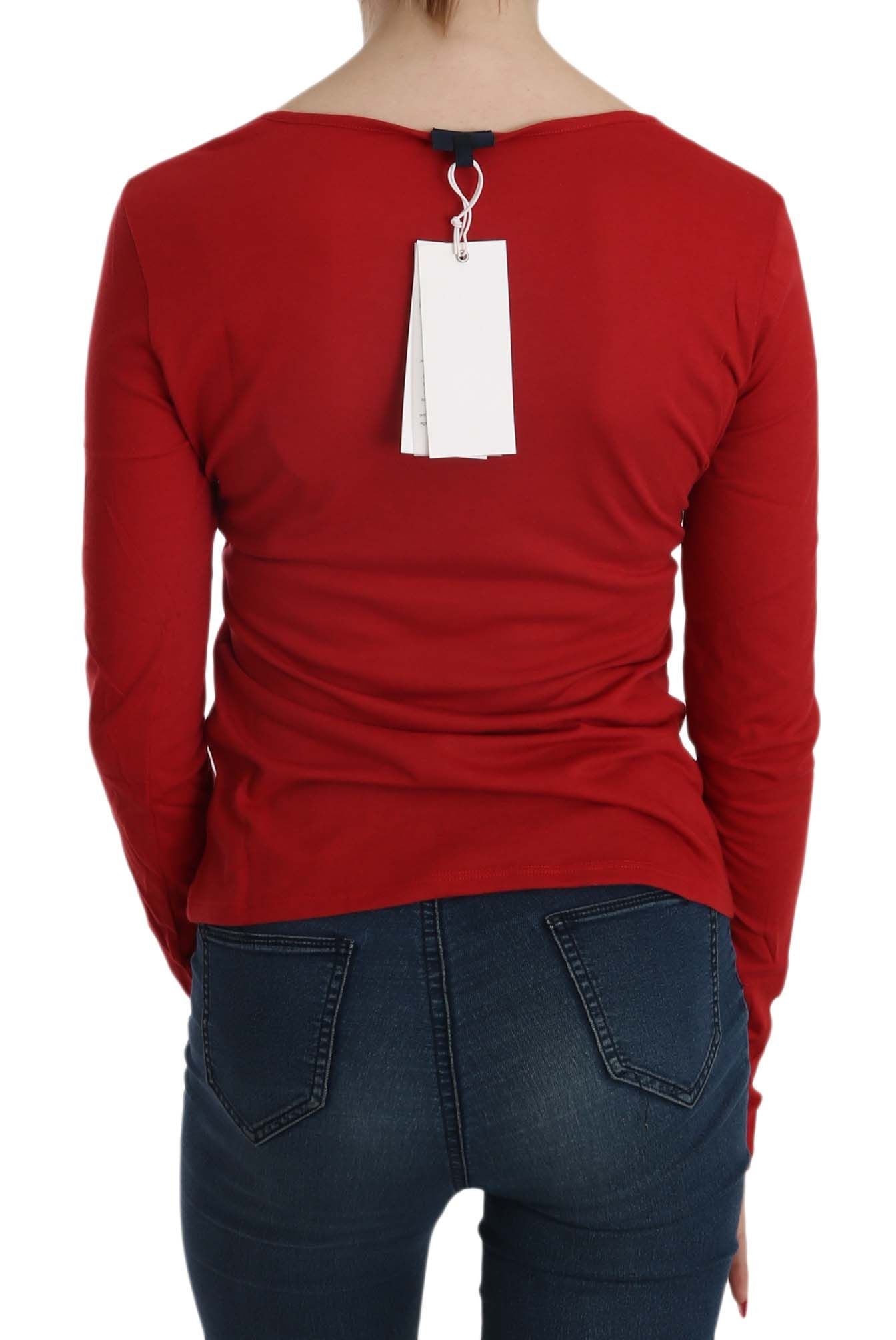 Exte Red Crystal Embellished Long Sleeve Blouse