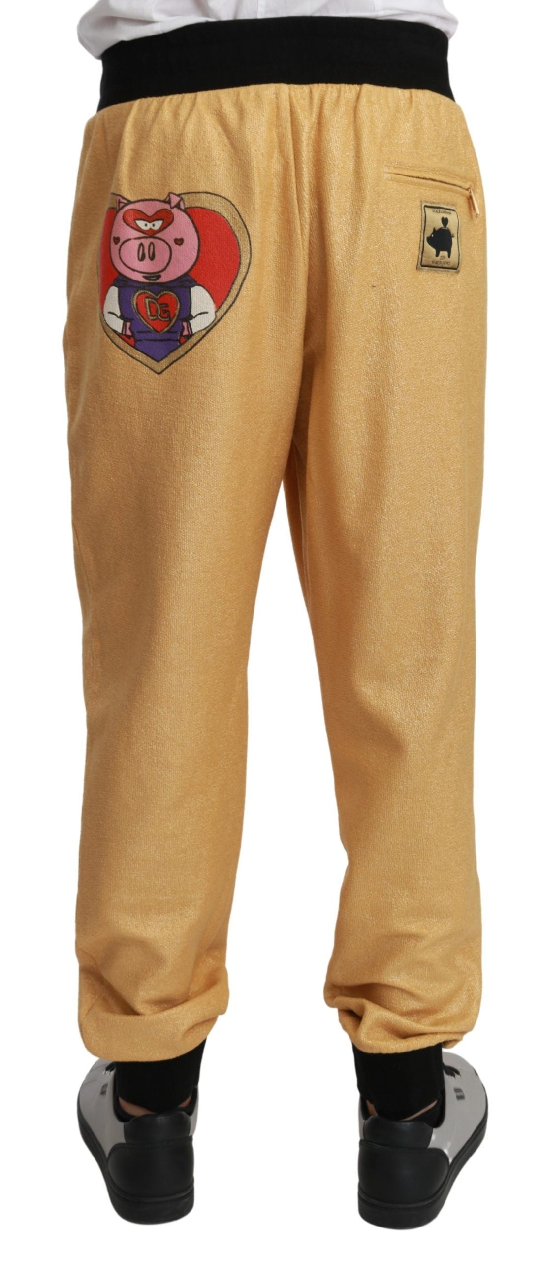 Dolce & Gabbana Gold Year Of The Pig Cotton Mens Pants