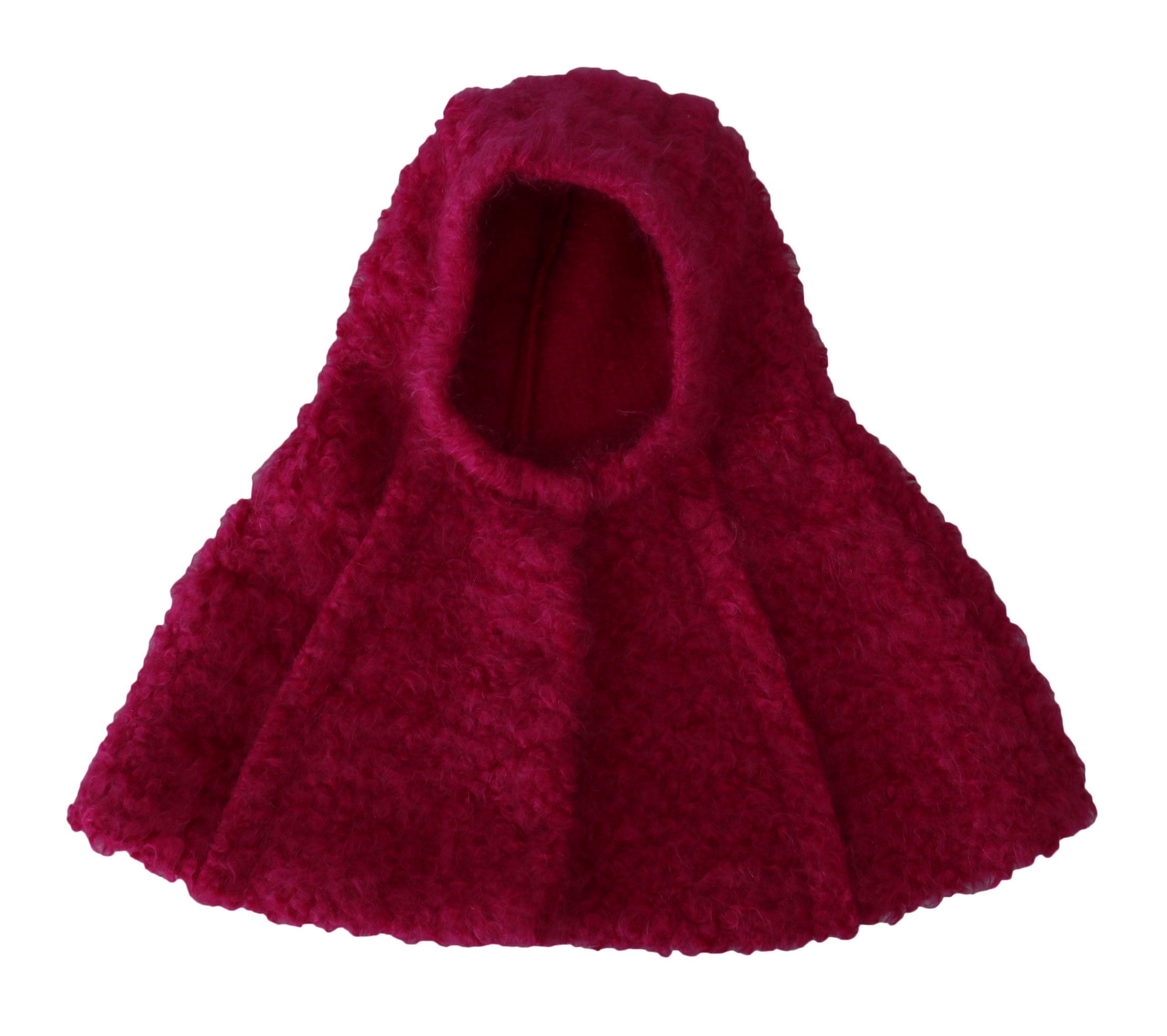 Dolce & Gabbana Pink Mohair Shearling Wool Hat Hooded Scarf