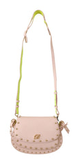 Blumarine Pink Green Leather Studded Shoulder Strap Women Bag